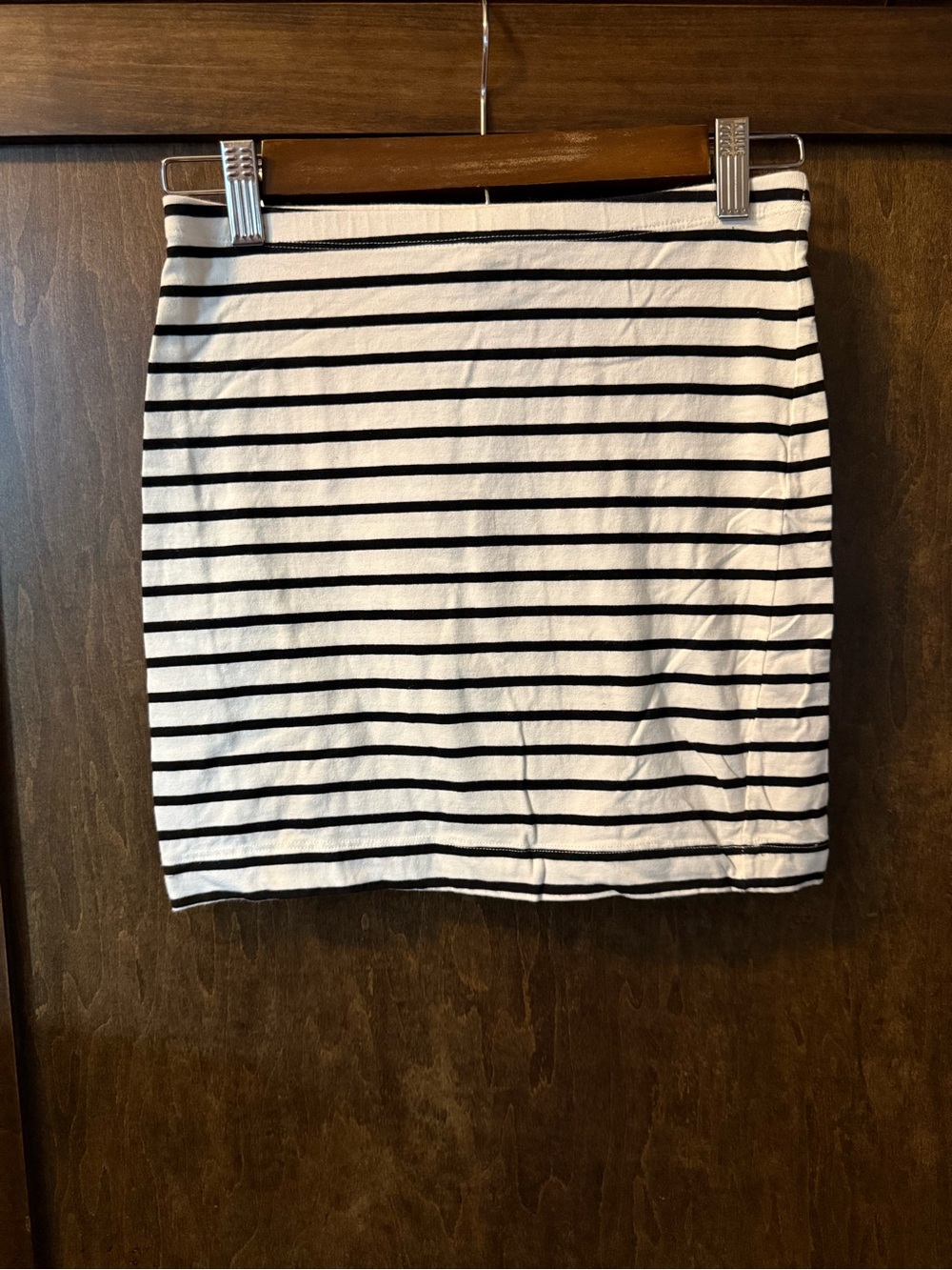 H&M Black and White Striped Knit Mini Skirt